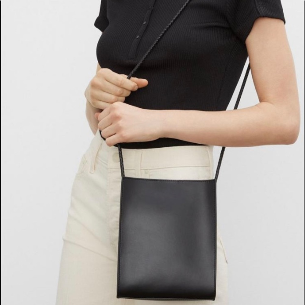 Club Monaco Black Leather Crossbody Bag.